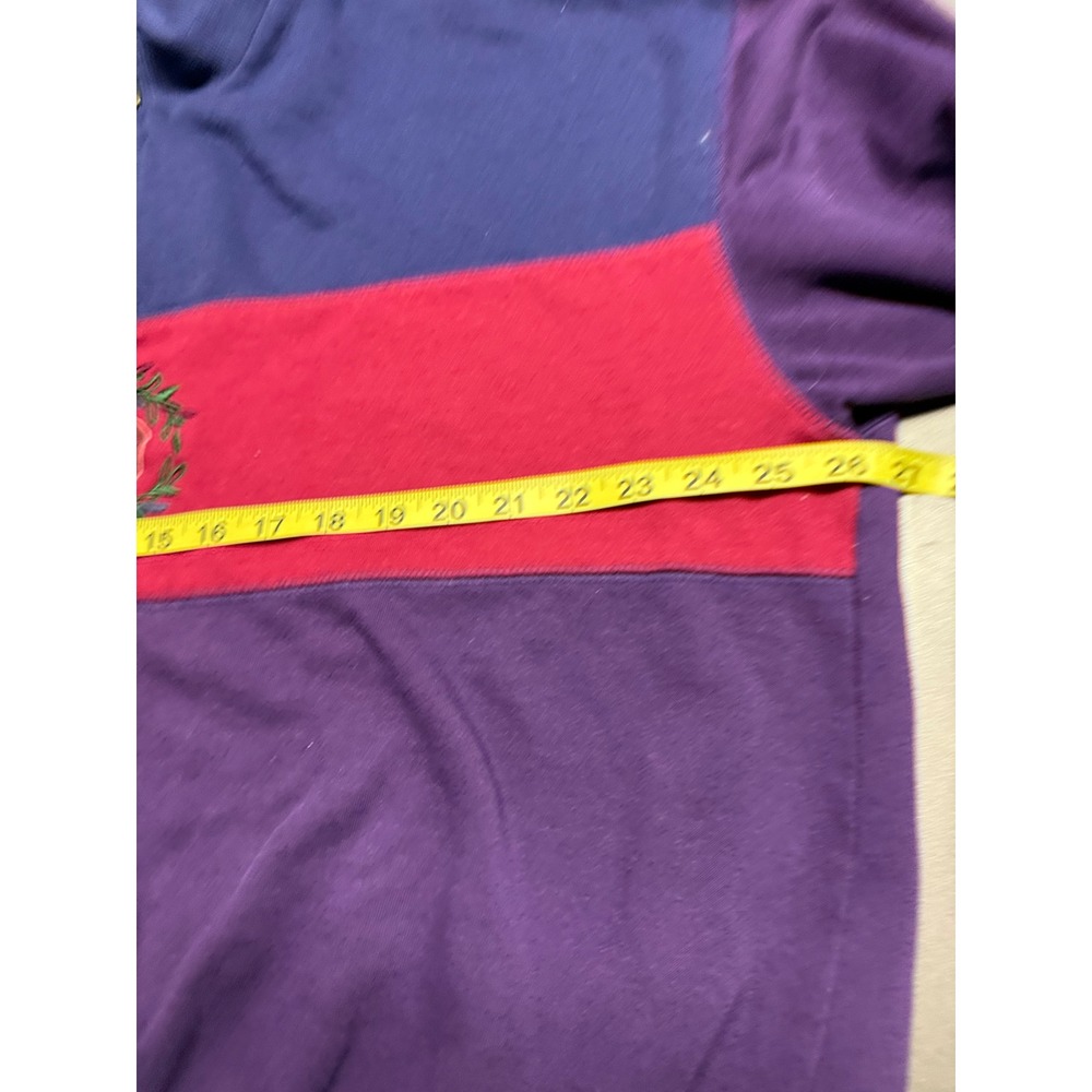 Allison Smith II Vintage Colorblock Floral Embroidered Quarter Zip Sweatshirt 1X - Picture 5 of 8